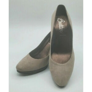 Butter Heels Grey Suede Platform Heels Shoes